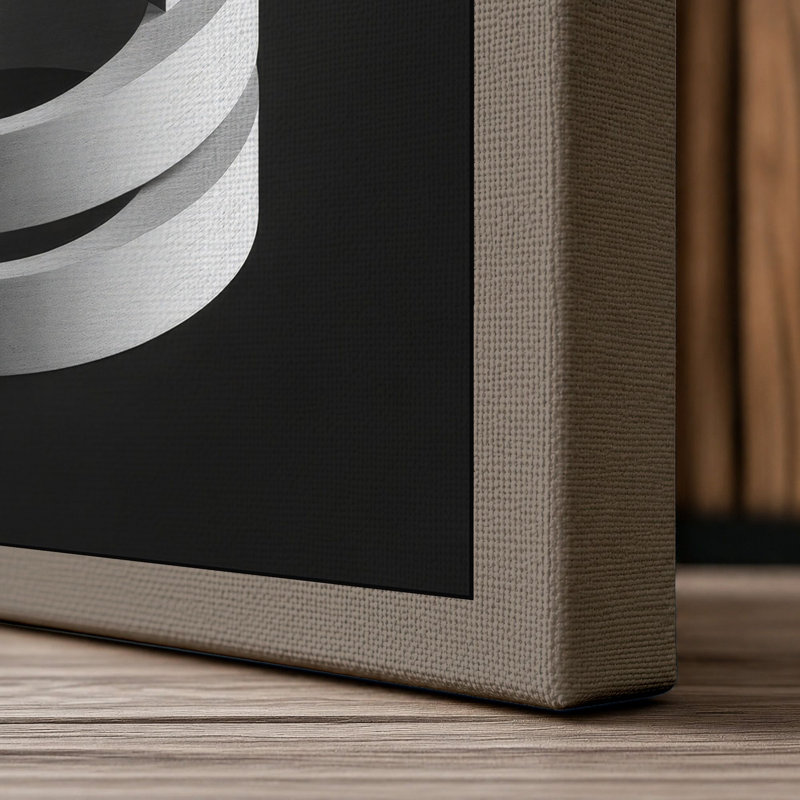 Stacked Metal Rings Industrial - Wrapped Canvas, 18x12 - 45.7 x 30.5 cm, Taupe Border