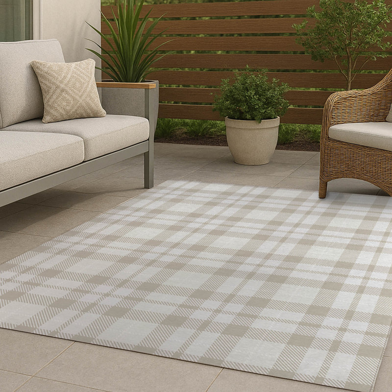 Tapis d'extérieur antidérapant Gen Plaid, Rectangulaire 2 pi x 3 pi