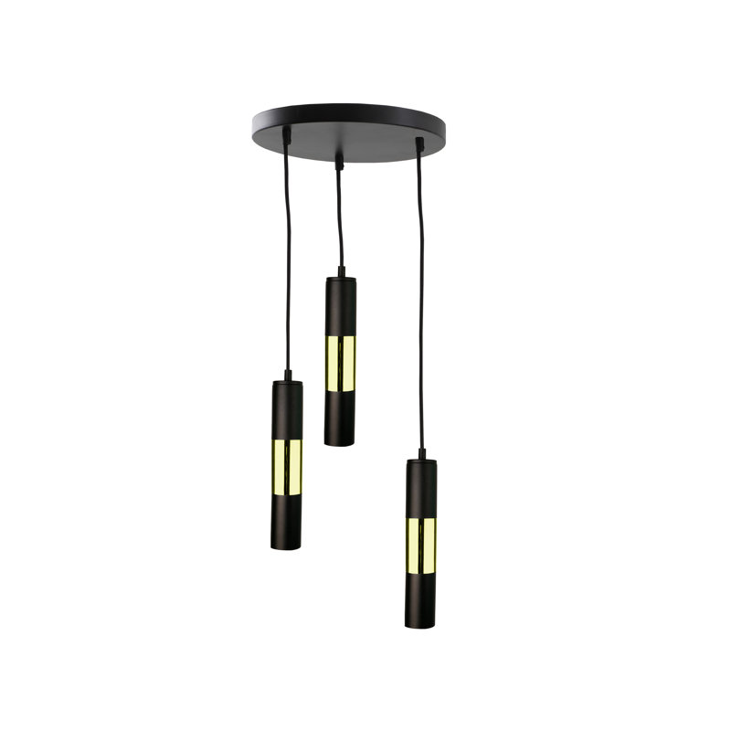 Carron 3 - Light Pendant,  Black/Gold, No