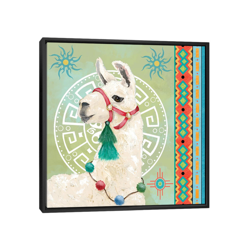 Peruvian Dreams II par Jade Reynolds - reproduction, H 37 po x l 37 po x P 1,5 po, Toile avec cadre noir, Aucun mat