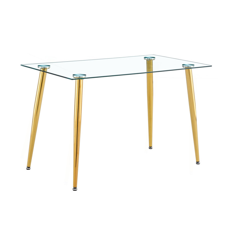 Bartlesville Metal Base Dining Table, Gold, 30.11"H x 47.24"L x 27.55"W