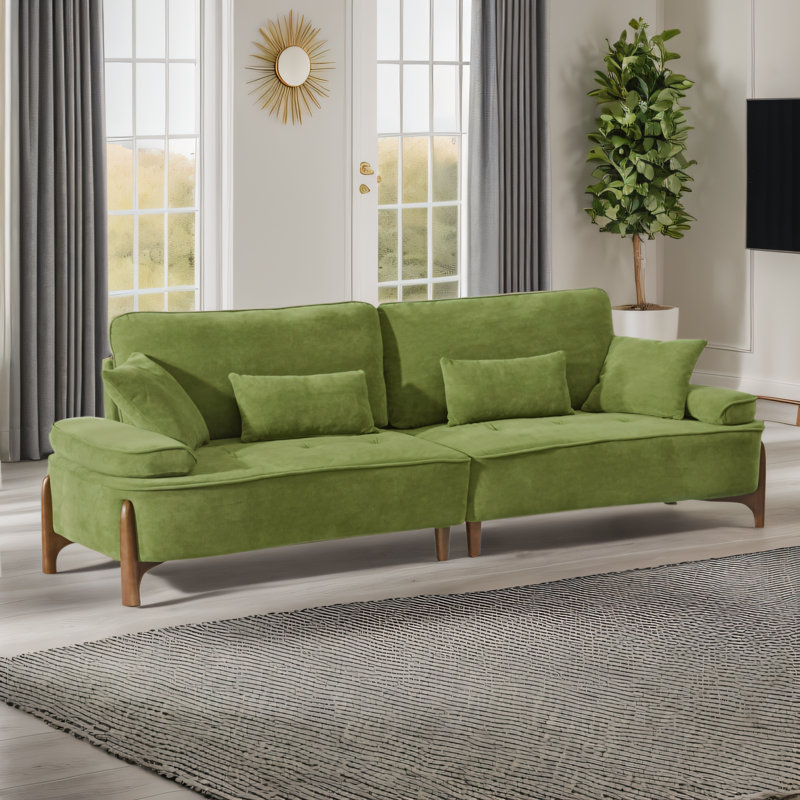 Canapé de 103 po avec 3 coussins 103 po Mid-Century, Vert, H 34 po x l 103,4 po x P 33,5 po