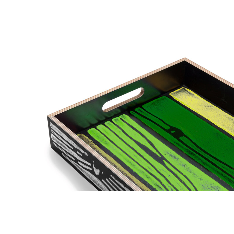 Wrongwoods Wood Decorative Tray, White/Green