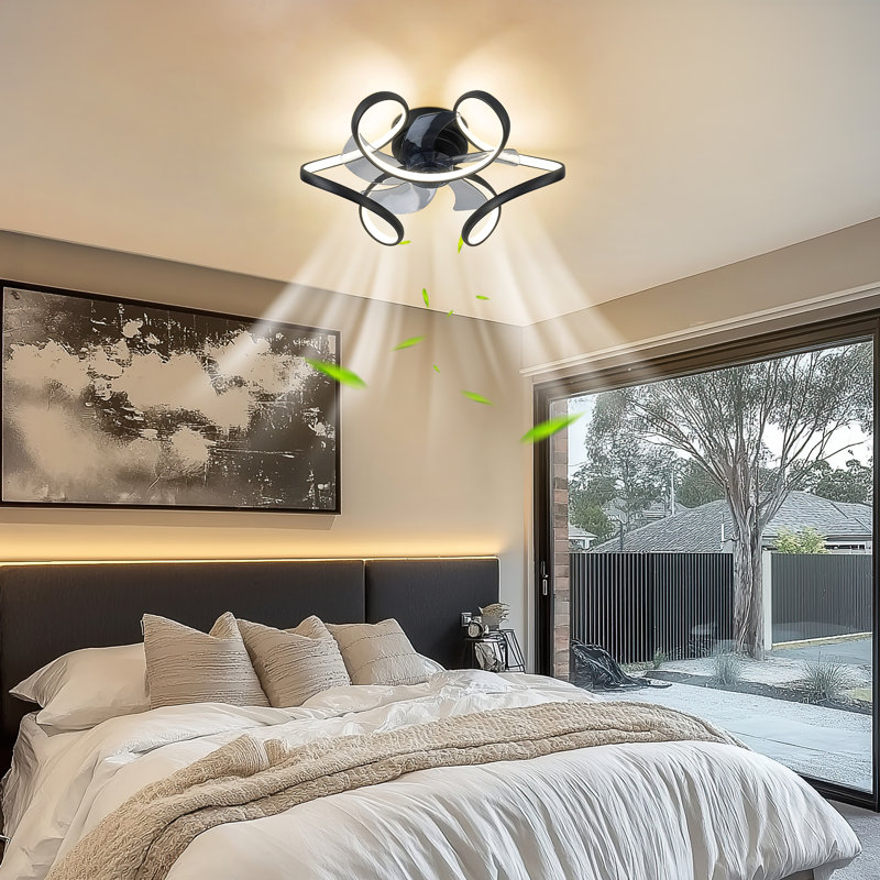 Ventilateur de plafond blanc de 20 po avec lumières DEL, télécommande et ventilateurs de plafond avec contrôle des applications.