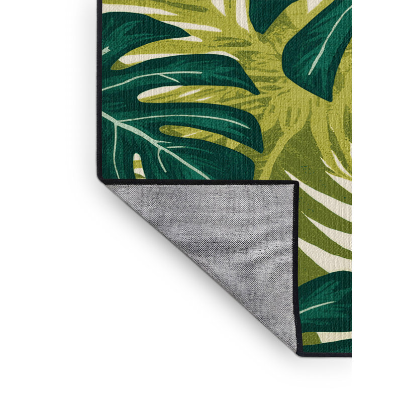  Tapis lavable hawaïen à feuilles Monstera, Rectangulaire 8 pi x 10 pi