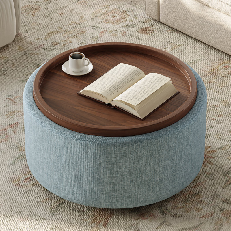 Verve 30'' Round Coffee Table With Storage, Blue