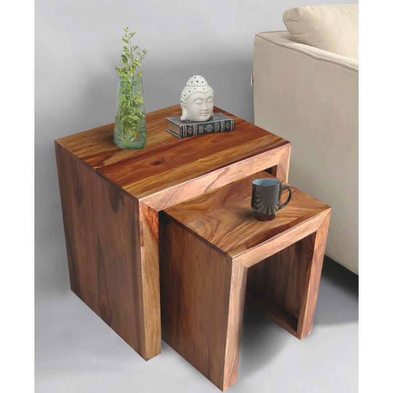 Solid Wood Pedestal Nesting Tables