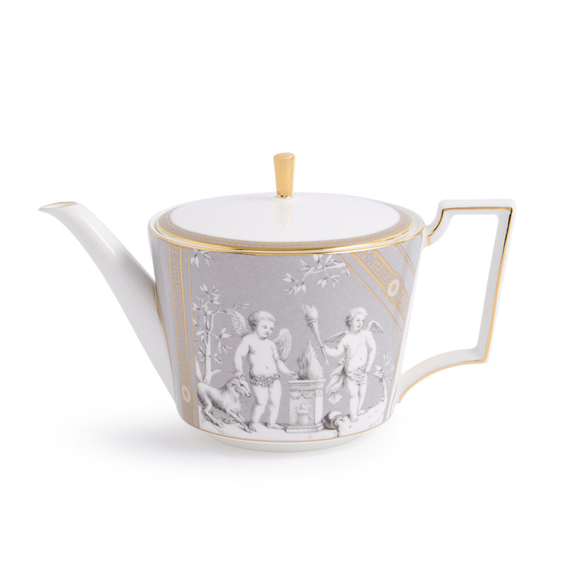 Renaissance China Teapot Set Teapot, Gray/Gold