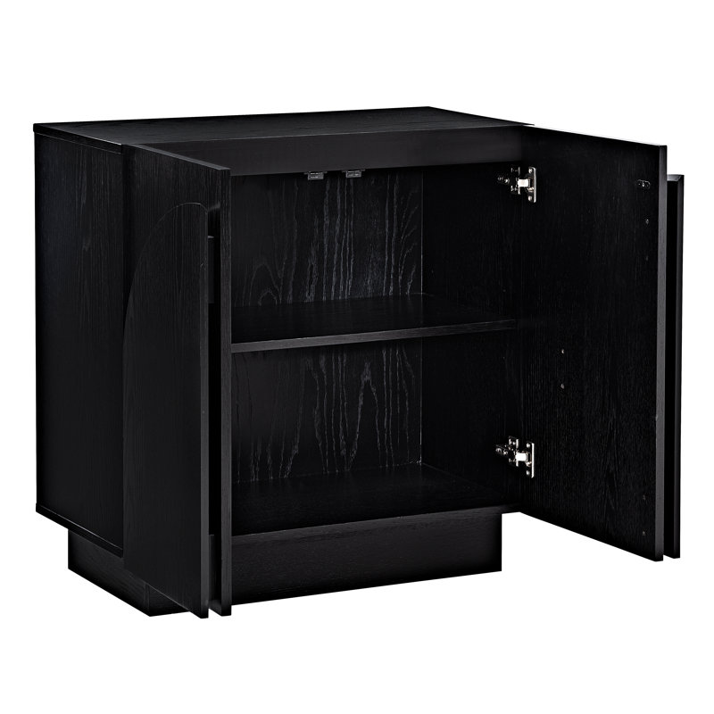  Aurelie 4 Piece Modular Solid Wood Arched Storage Cabinet Credenza, Black