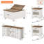 Ensemble de table de salon 4 pièces - Comprend une table basse moderne avec plateau relevable, un meuble télé à porte en verre pour téléviseur de 65 pouces, un ensemble de 2 tables de bout avec station de charge et tablette, blanc cassé