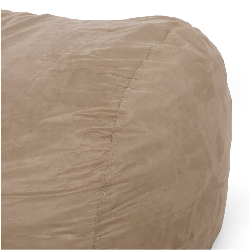 Pouf cylindrique en microfibre 6,5 pieds Potrero, beige