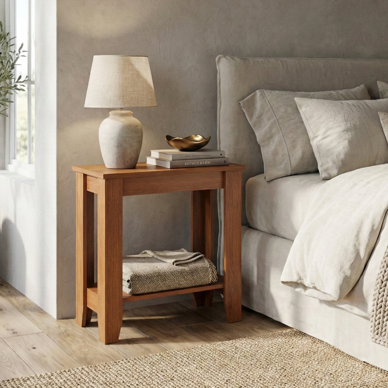 Weddel Basilico End Table with Storage, Amber Walnut