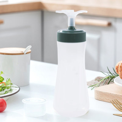 Bouteille d'eau à condiments pressant des bouteilles de 11 onces avec des bouteilles de condiments chauds à couvercle rabattable pressant des condiments liquides à l'huile