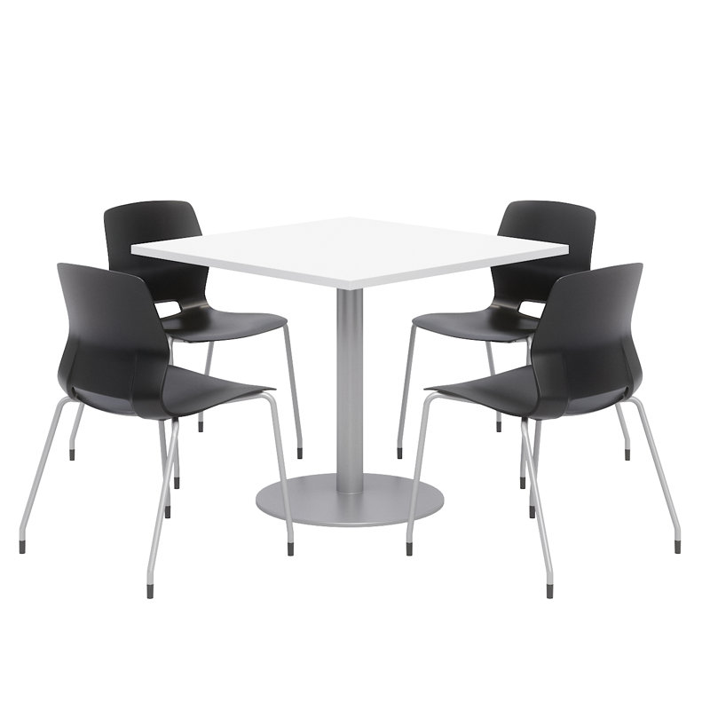Ensemble de table carrée avec chaises, H 29 po x L 42 po x P 42 po, Noir, Designer blanc