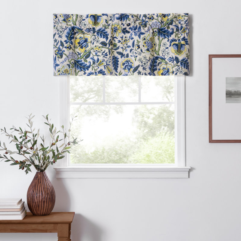 Regency Cotton Floral Tailored Window Valance, Blue