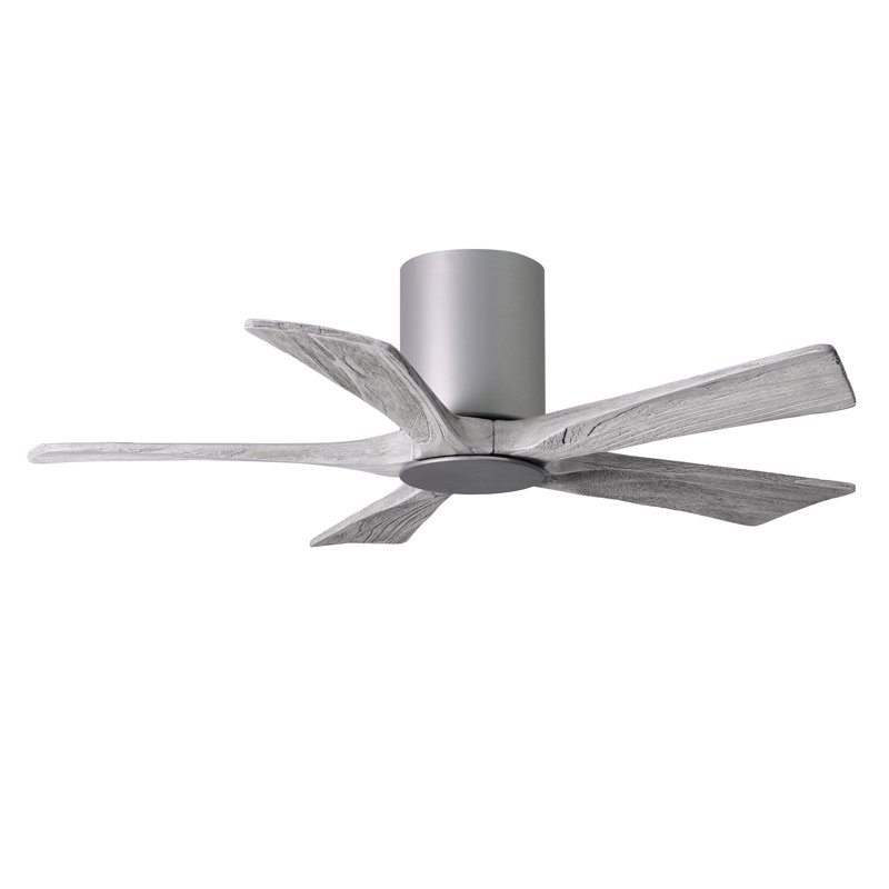 Irene Flushmount Light Kit 5 Blade LED Ceiling Fan, Brushed Nickel, 42", Barn Wood Tone
