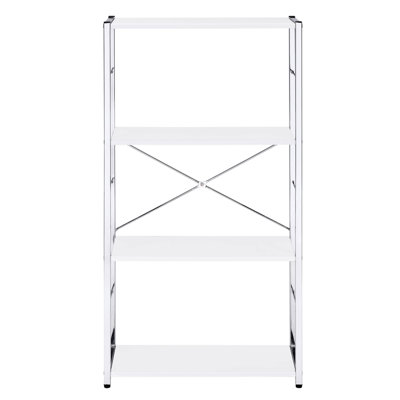 4 White And Bookcase, Providing Ample Storage Space Rectangular Bookshelf With 4 Levels Of