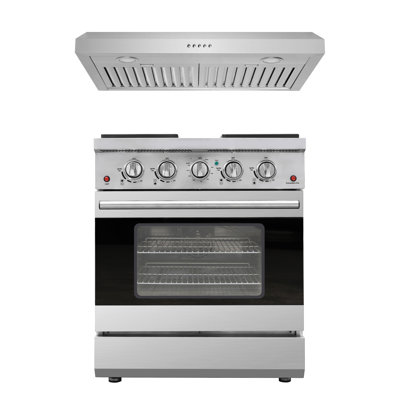 Cuisinière au gaz autoportante de 36 po en acier inoxydable avec hotte sous l'armoire Duro Kitchen