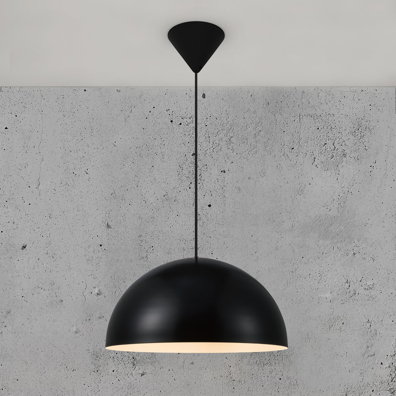 Ellen 1 - Light Satin Black Single Pendant, 200cm H x 40cm W x 40cm D, Black