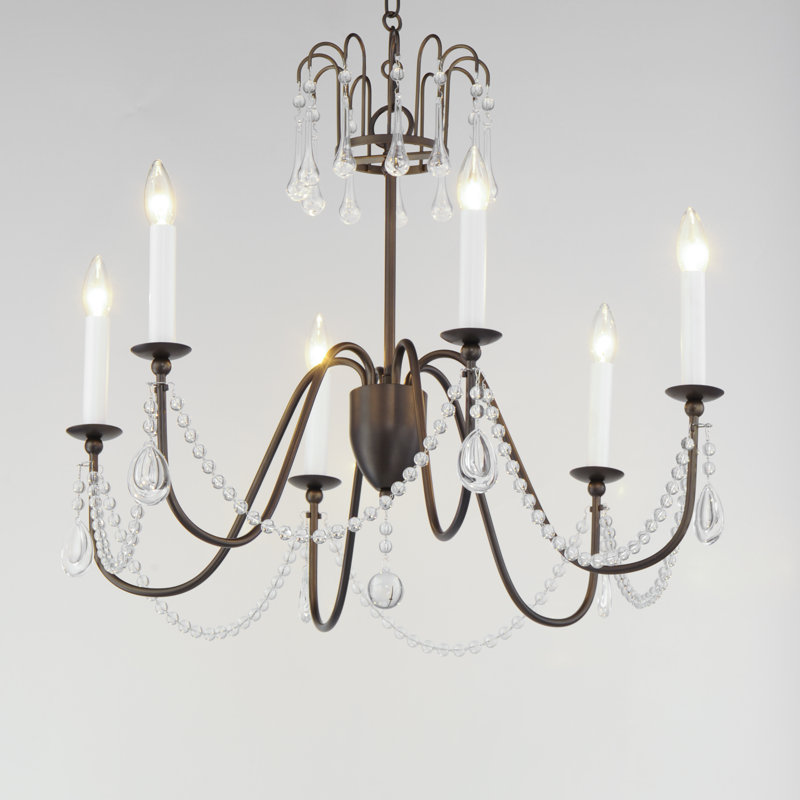 6 - Light Dimmable Classic / Traditional Chandelier, Chestnut Bronze