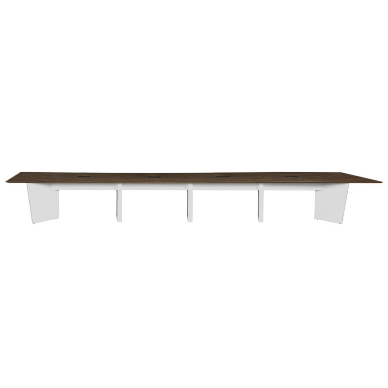 Table de conférence Elleny 240 "avec œillets Power Neo / noyer / blanc, H 29 po x L 48 po x l 240 po, Brun / Blanc