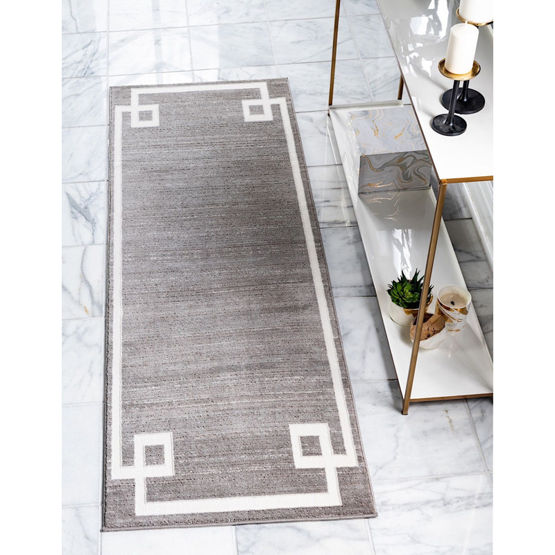 Tapis à motif géométrique gris Heights, Tapis de couloir 2 pi 2 po x 6 pi