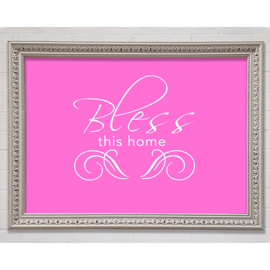 Home Zitat Bless This Home Beige Gerahmter Druck