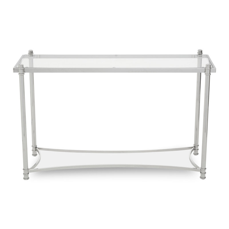 Leyla 130cm Glass Top Console Table, Clear, Silver