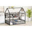 Structure de lit en métal noir avec rangement. Pleine grandeur pour une chambre à coucher bien rangée. L 77,6 po x l 55,6 po x H 66,9 po. Lit fiable avec tablettes et fabrication moderne.-701395387-701395389