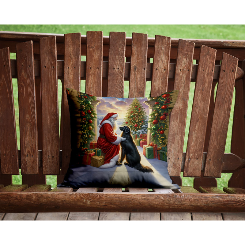 Coussin décoratif à poil plat Retriever and Santa Claus, H 14 po x l 14 po