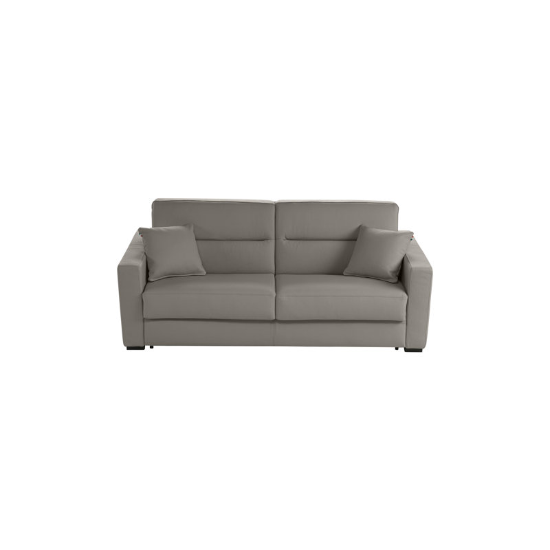 Canapé-lit en cuir véritable italien à grain supérieur de 81 po avec matelas en mousse à mémoire de forme Bjorgulfur