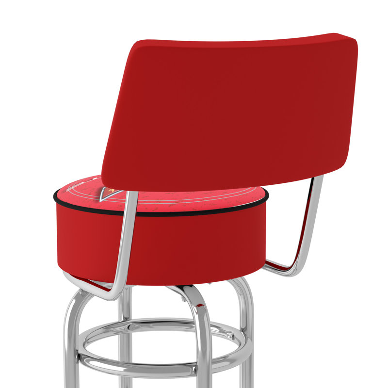 Swivel Upholstered Counter Stool with Metal Frame, Red