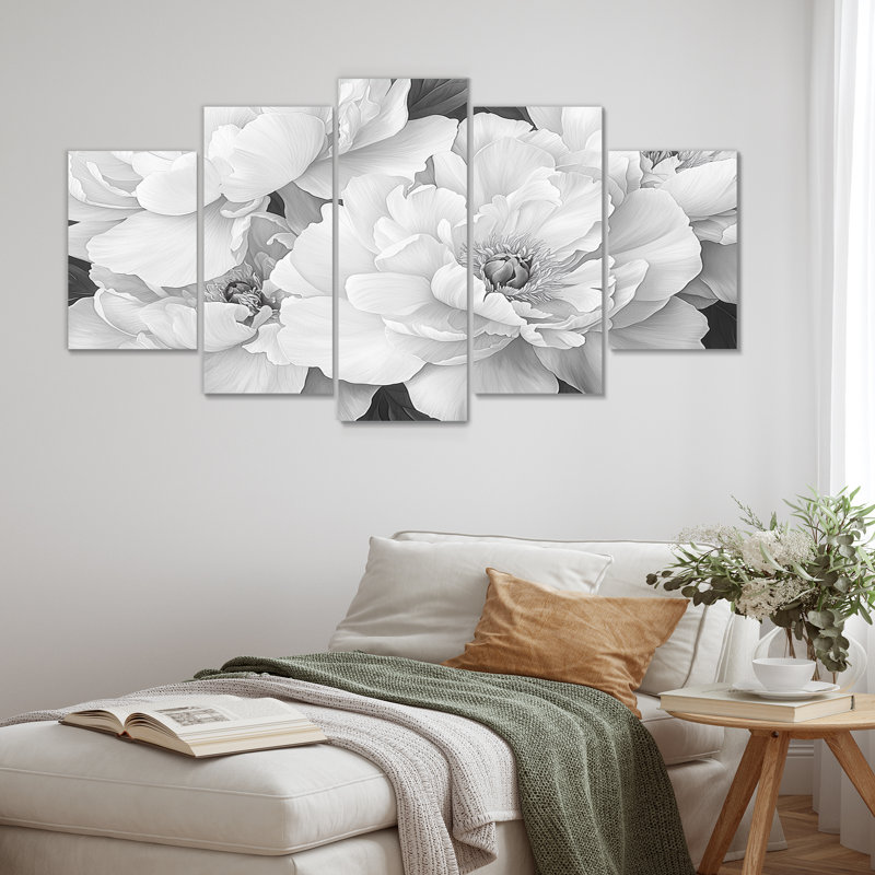 Pivoines en gris classique II - art mural - décoration murale traditionnelle diamant