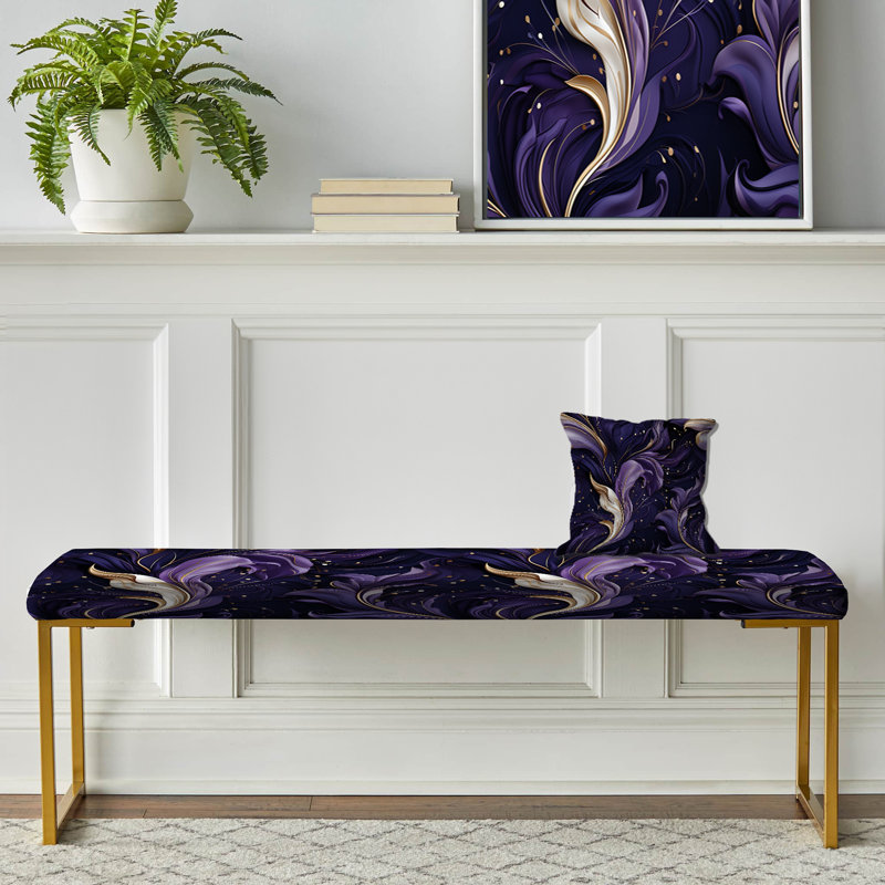 Deep Purple Wave Majesty Glam - Glam Upholstered Gold Bench