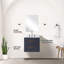 Meuble-lavabo bleu avec 20 po L x P 18 po, comptoir en acrylique, robinet et miroir de bain 24 H inclus
