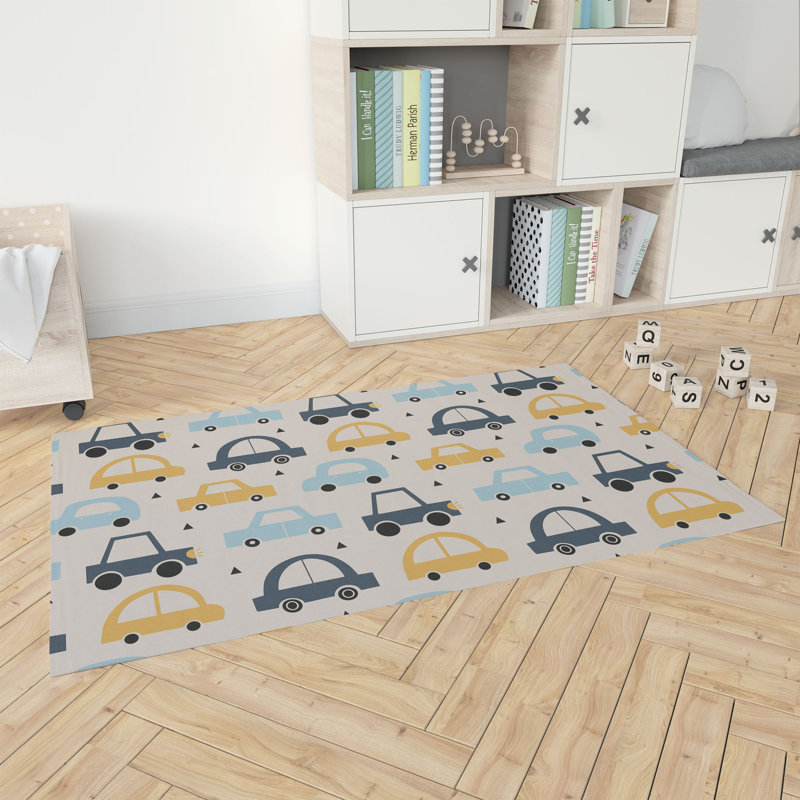 Driveway Colorized Kids Play Mat, Rectangle 3' x 5', Taupe/Yellow