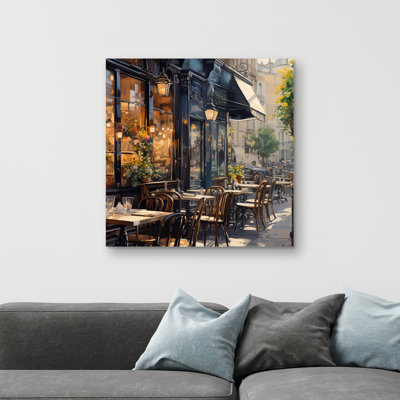 Street corner cafe - 32"x32" art on canvas