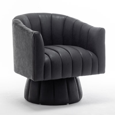 Faux Leather Upholstered Swivel Barrel Chair