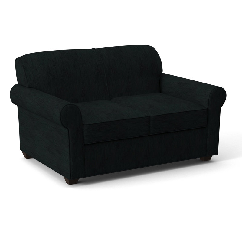 Finn 59" Rolled Arm Sofa Bed Loveseat with Reversible Cushions, Cafelle, Cardigan Coal