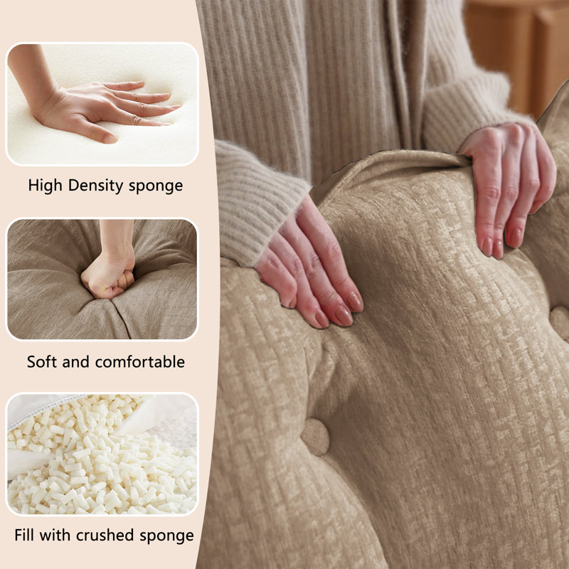 Canapé en L 77 po avec repose-pieds pour salon, chambre à coucher et appartement, Chenille café clair