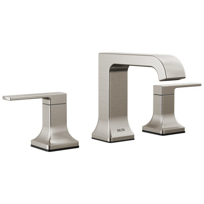 Velum Brushed Nickel Bathroom Faucet 3 Hole, 8 Inch Widespread 2-Handle Bathroom Sink Faucet for Vanity, Metal Push-Pop Drain Assembly, Stainless