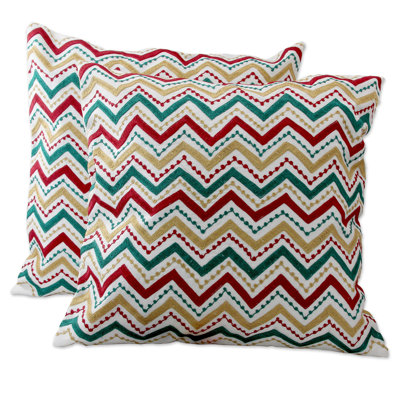  Festive Zigzag Embroidered Pillow Cover