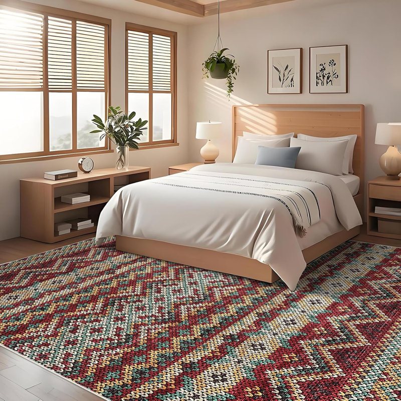 Floral Washable Rug for Hallway, Kitchen, Laundry, Non-Slip, Thin, Soft, Long Bedroom Rugs., Rectangle 9' x 12'