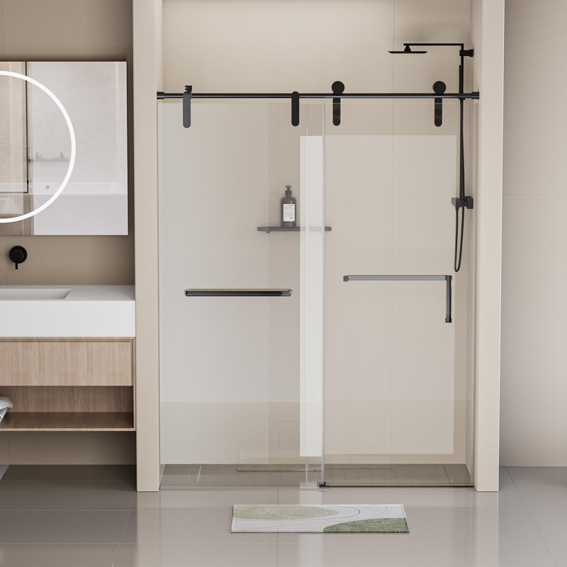 Porte de douche coulissante simple sans cadre l 56 à 60 po x H 76 po