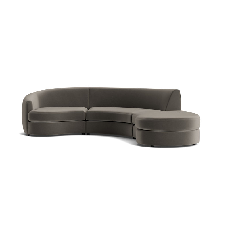 Giselle 3-Piece Left Arm Sectional, Performance Velvet - Graphite
