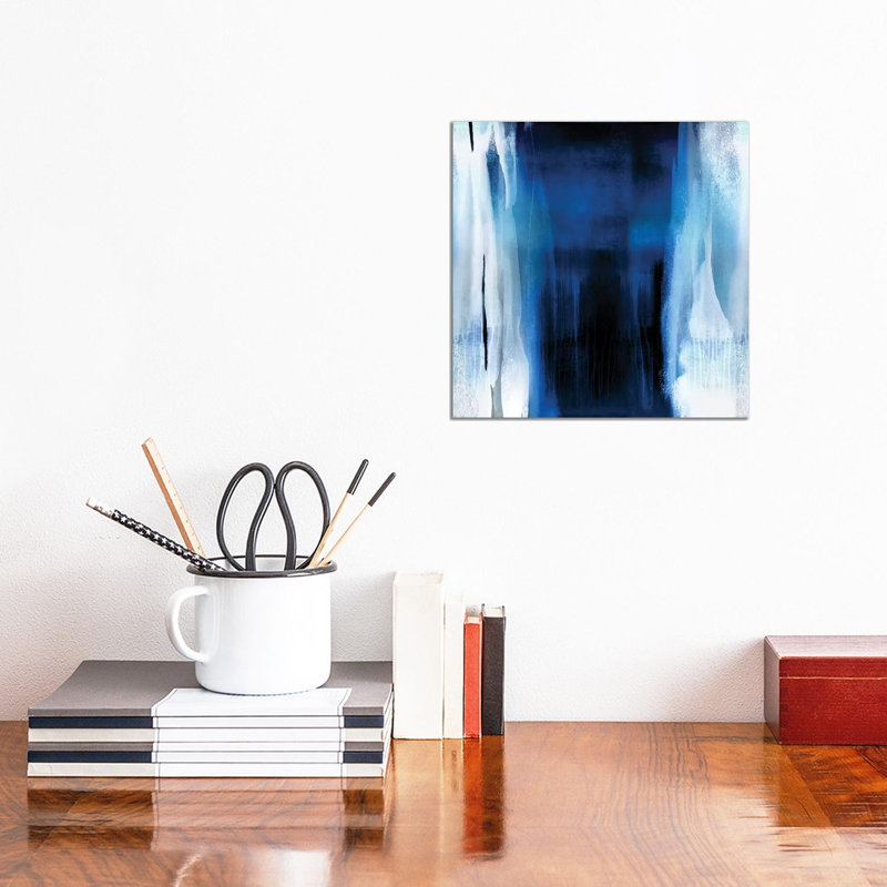Free Fall Indigo Blue II by Christine Wright - Wrapped Canvas Painting, 30.48 cm H x 30.48 cm W