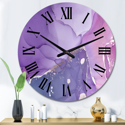 Horloge murale moderne mauve et fuchsia liquide II