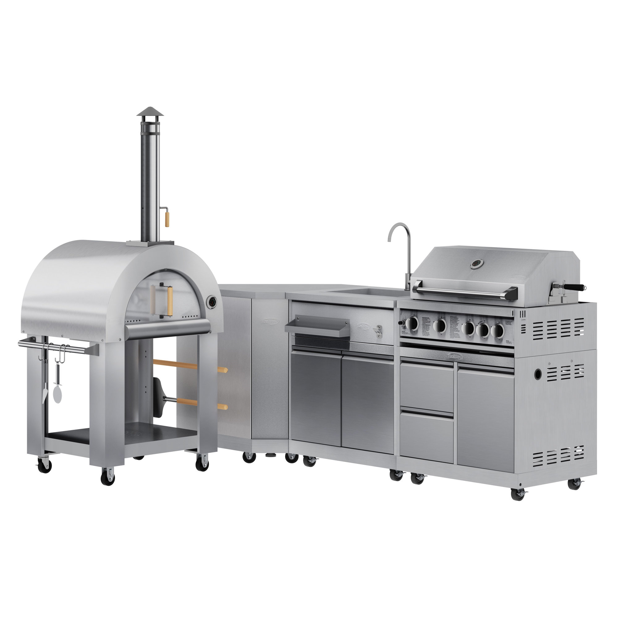 KoolMore Outdoor Kitchen Series Modular Kitchen with a Wood Fire Pizza ...