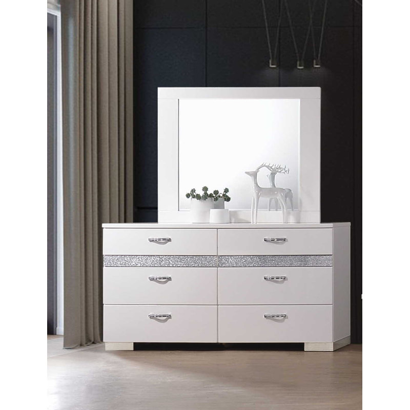 Commode double 8 tiroirs avec miroir Carrianne