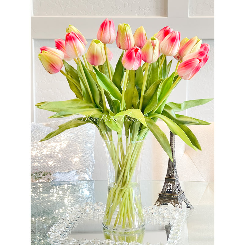 Centre de table 20 po Real Touch, Vert / rose clair